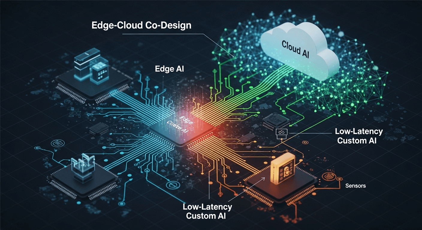 Banner of edge–cloud co-design for low-latency custom AI.