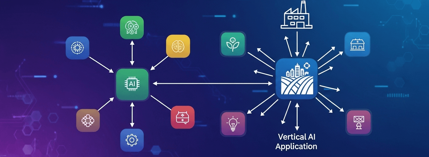 Banner illustrates multi-agent workflows for vertical AI applications with coordinated intelligent agents.