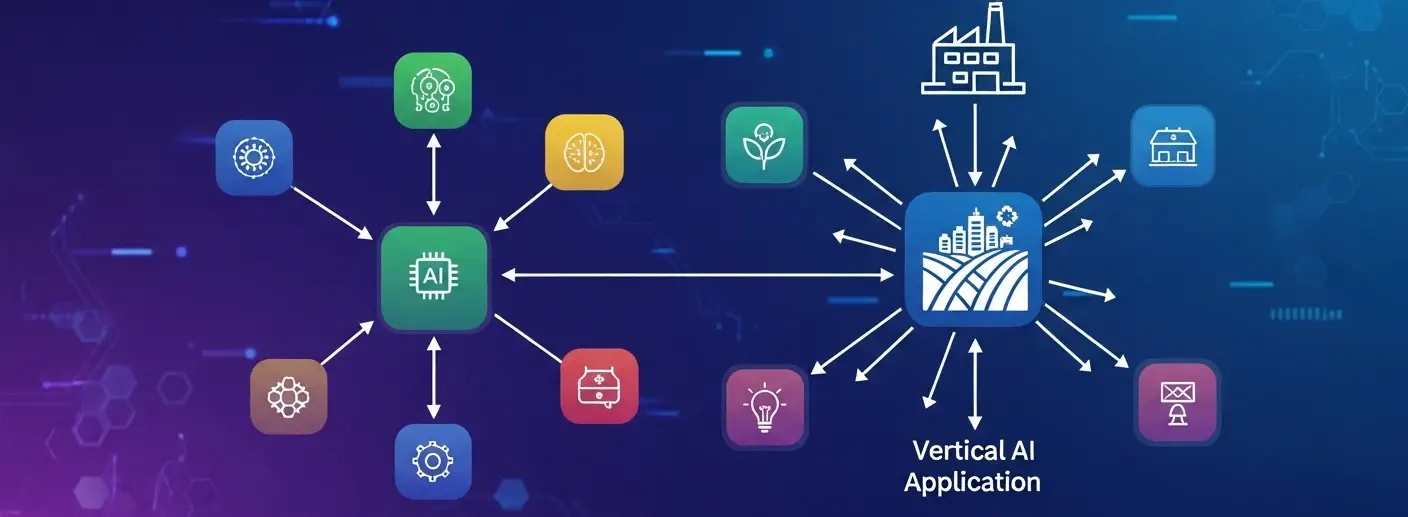 Banner illustrates multi-agent workflows for vertical AI applications with coordinated intelligent agents.