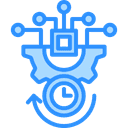 Icon representing AI people counting using edge AI processing for faster, local analysis.