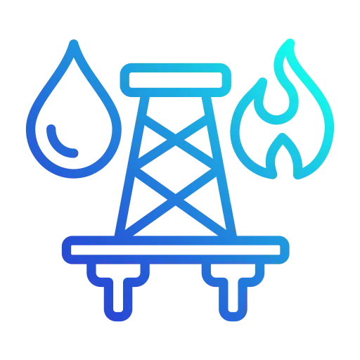  Icon representing oil and gas industry with AI solutions for visual inspection, predictive maintenance, workforce safety, and decision-making