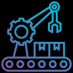 Manufacturing industry icon representing AI-driven predictive maintenance reducing equipment downtime by 40% and cutting maintenance costs for rapid ROI