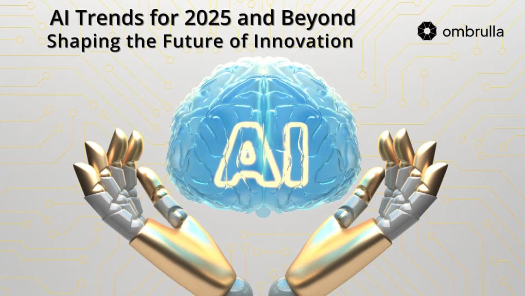 AI trends for 2025 shaping innovation with futuristic technology and digital transformation concepts
