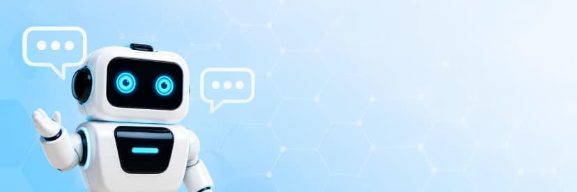 AI chatbot robot representing intelligent digital assistance and automated customer communication