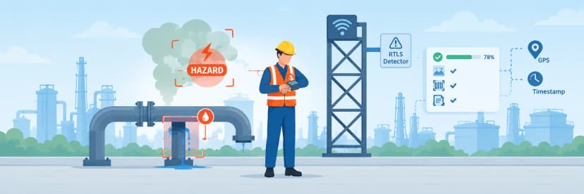 RTLS gas leak worker safety alert system