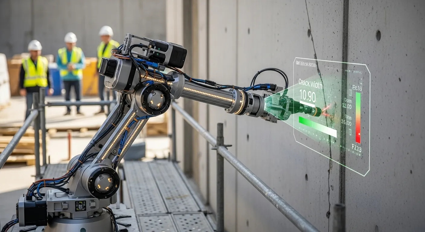 AI visual inspection system detecting structural defects, cracks, and safety risks in construction projects to ensure quality and regulatory compliance