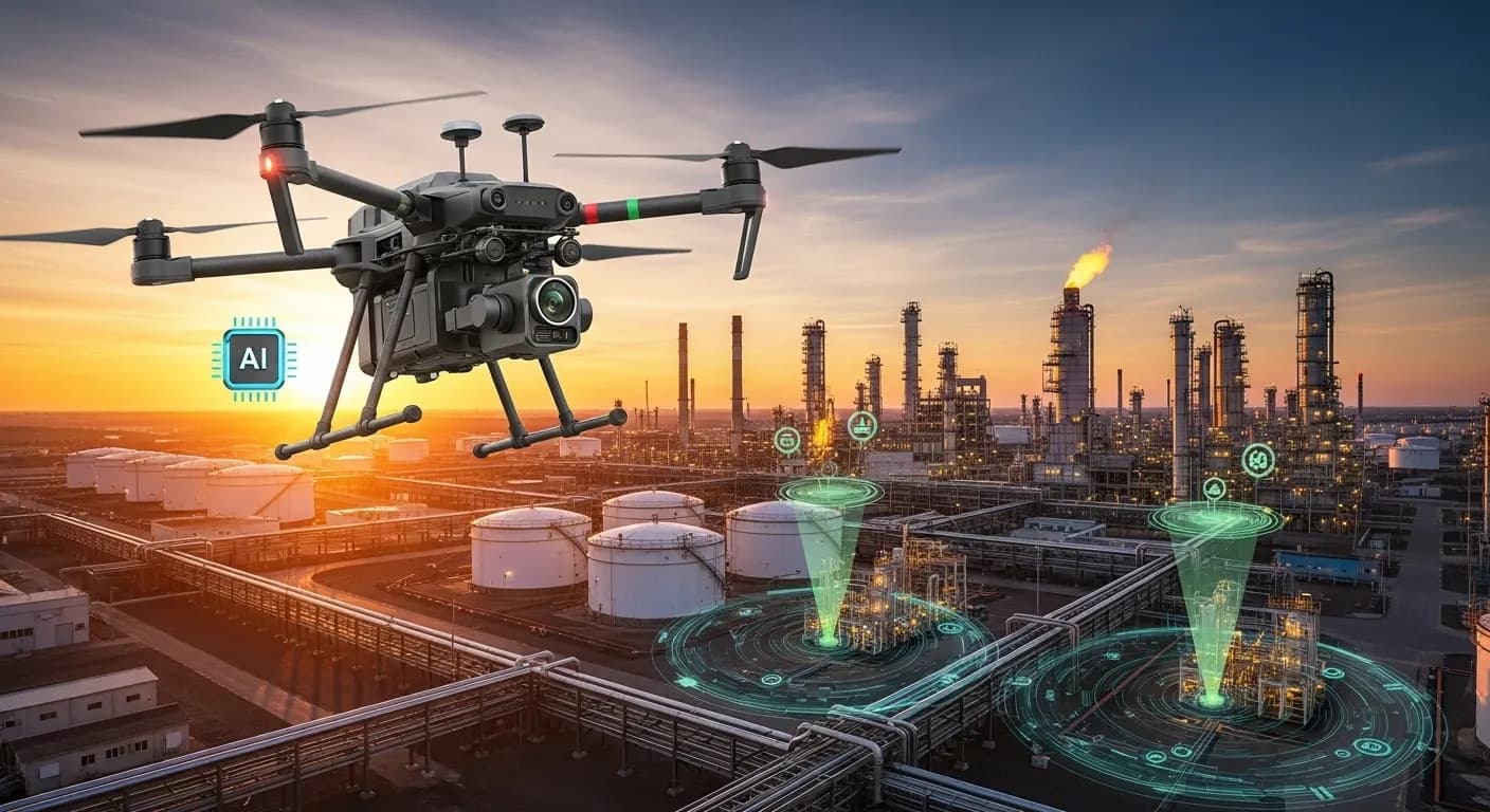 AI visual inspection detecting corrosion, leaks, and equipment defects in oil and gas facilities