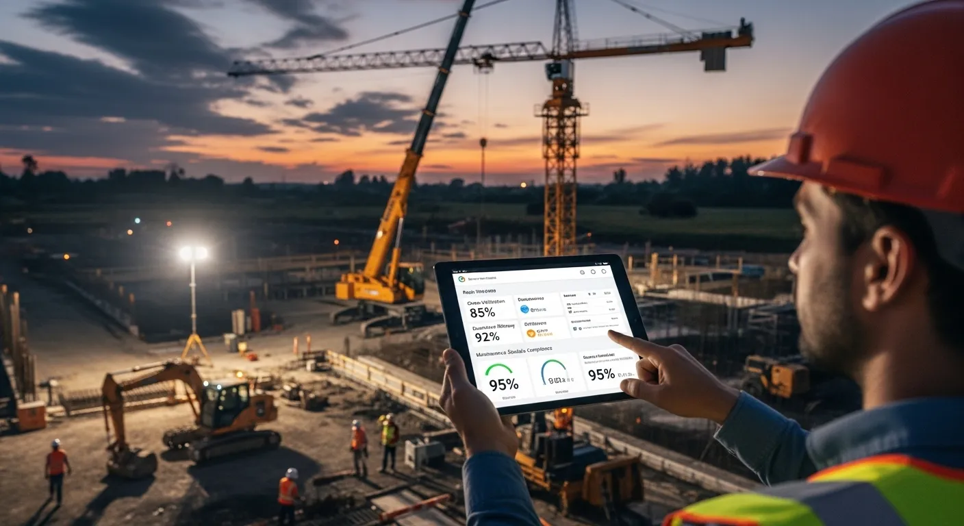 AI-based asset performance management platform monitoring heavy construction equipment health in real time to reduce downtime and extend asset lifespan