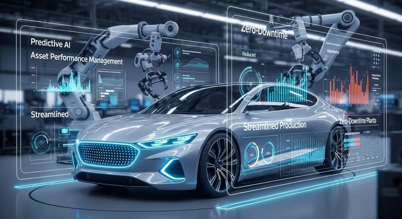 Automotive engineers using Ombrulla's predictive AI and asset performance management tools to reduce defects and maintain zero-downtime production lines