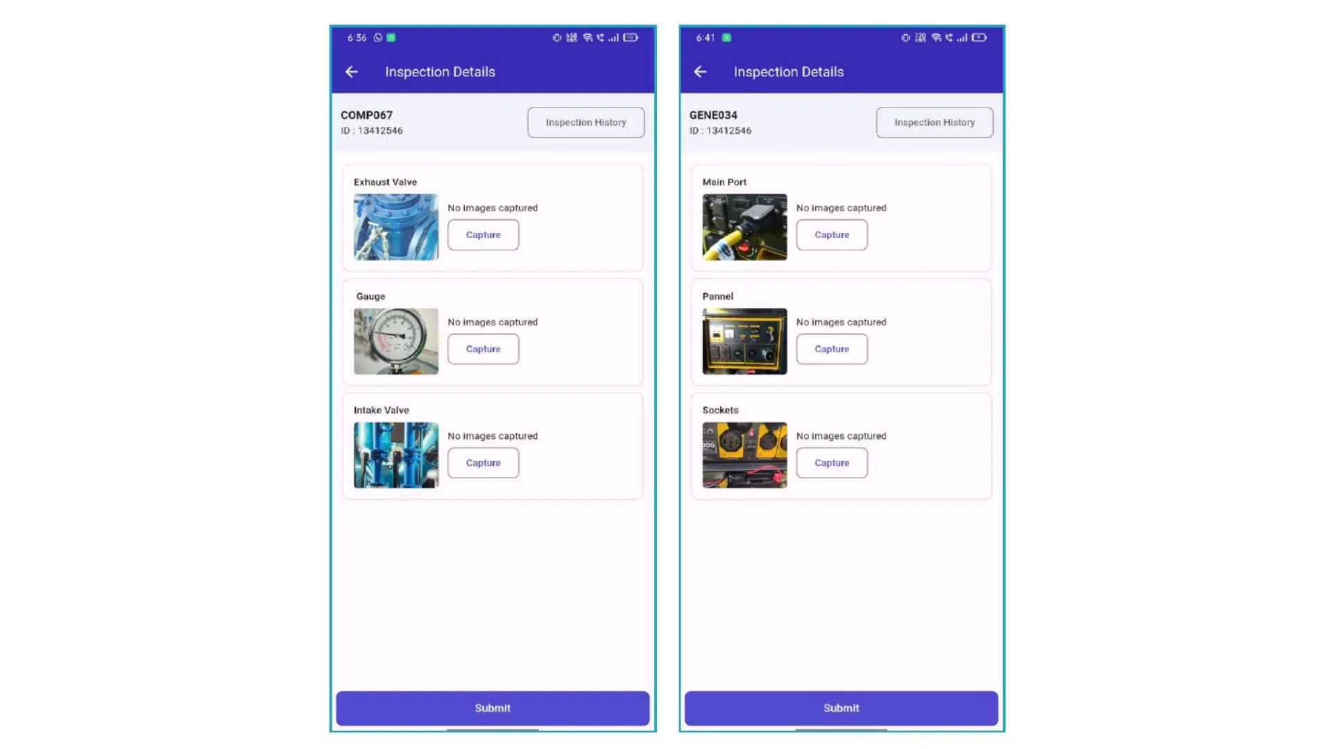 Mobile AI Inspection: Load or create a checklist tailored to the specific asset type.