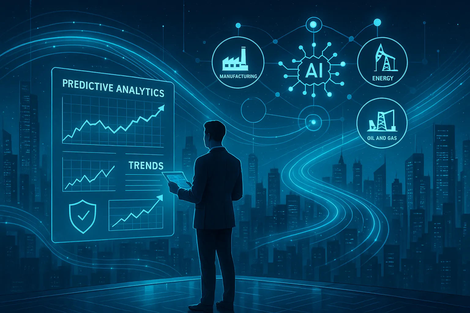 The image depicts the AI software development process, comprising six key steps. 1. Problem Definition, 2. Data Acquisition & Preparation, 3. Model Selection & Training, 4. Model Evaluation & Refinement, 5. Deployment, and 6. Monitoring & Maintenance.