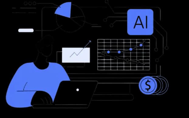 The image depicts the AI software development process, comprising six key steps. 1. Problem Definition, 2. Data Acquisition & Preparation, 3. Model Selection & Training, 4. Model Evaluation & Refinement, 5. Deployment, and 6. Monitoring & Maintenance.