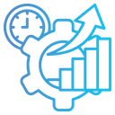  Icon of increased efficiency and productivity, symbolizing AI visual inspection speeding up processes and boosting overall output.