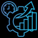  Icon of increased efficiency and productivity, symbolizing AI visual inspection speeding up processes and boosting overall output.
