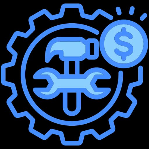 Icon showing optimized maintenance spend through condition-based tasks and cost savings.