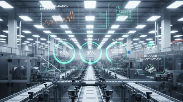 AI-powered monitoring improving asset uptime, process stability, and overall equipment effectiveness.