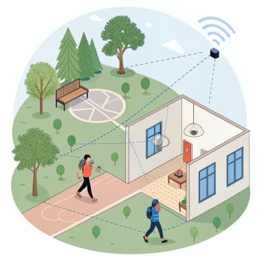 Image of real-time worker location tracking interface showing UWB indoor positioning and GPS outdoor monitoring with motion and no-motion status indicators