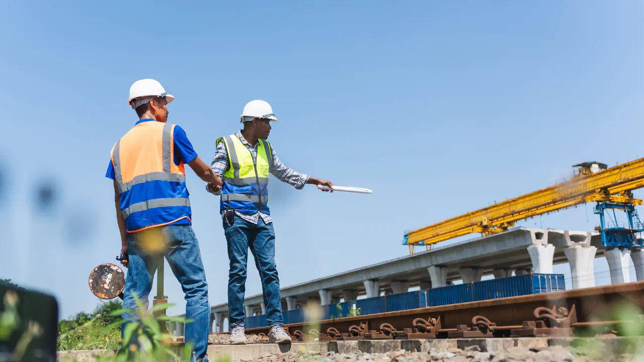Workers on construction site with real-time location and movement tracking