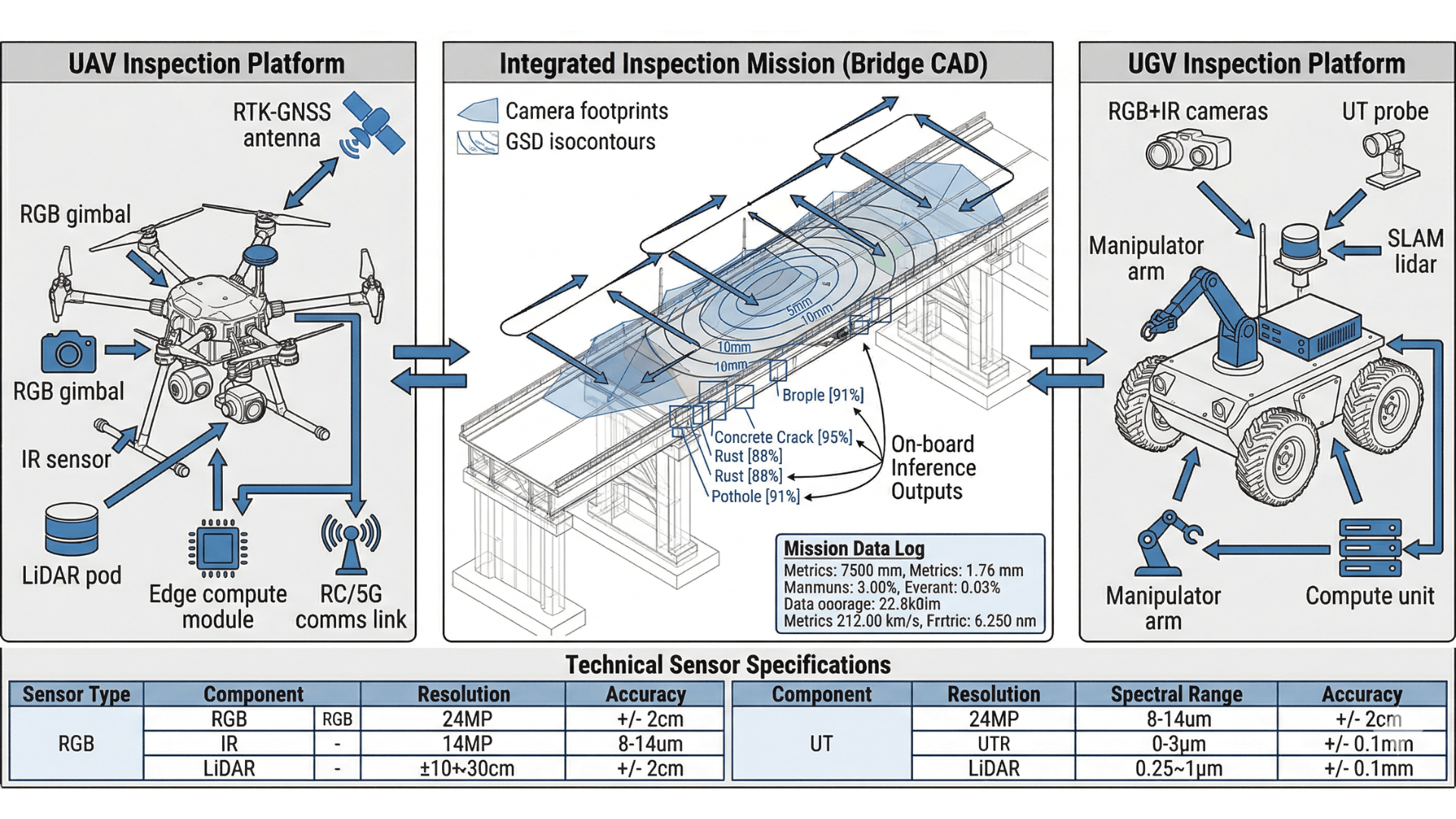 UAV and UGV inspection platform architecture