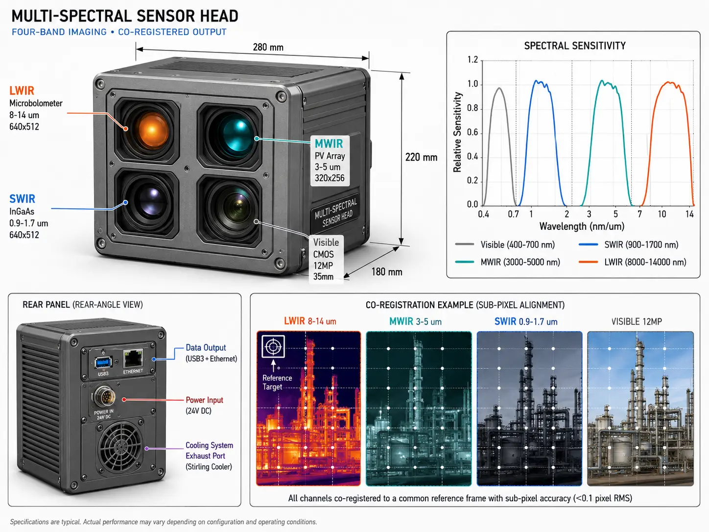 Multi-spectral sensor head hardware configuration