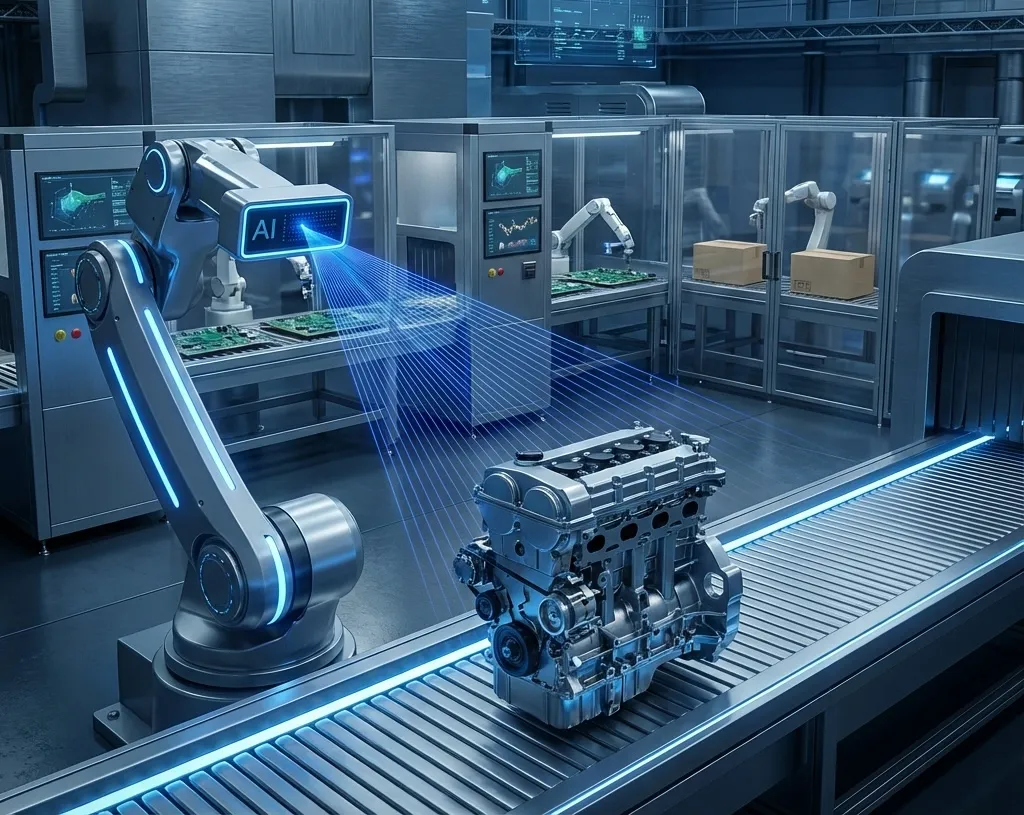 Diagram showing the purpose and benefits of AI visual inspection in manufacturing quality control