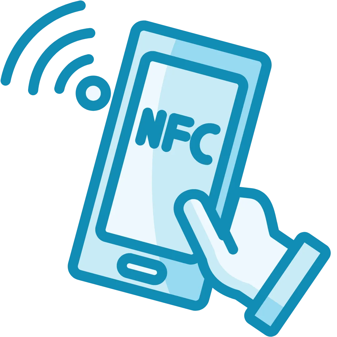 Near Field Communication (NFC) icon representing contactless short-range data exchange for IoT payment and access control systems