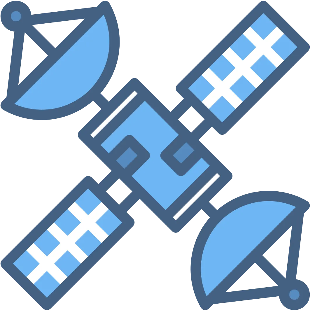 Satellite communication icon representing global connectivity for remote IoT applications in maritime, aviation, and off-grid locations