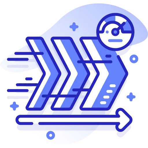 Operational speed monitoring icon for tracking equipment performance metrics in real-time