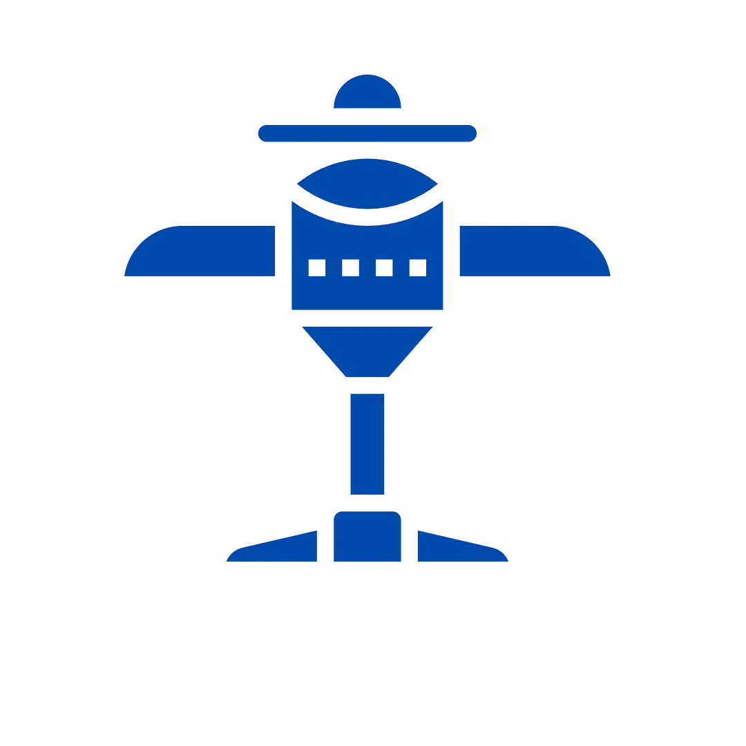 Fixed-wing drone icon representing long-range infrastructure inspection capabilities for pipelines and power lines