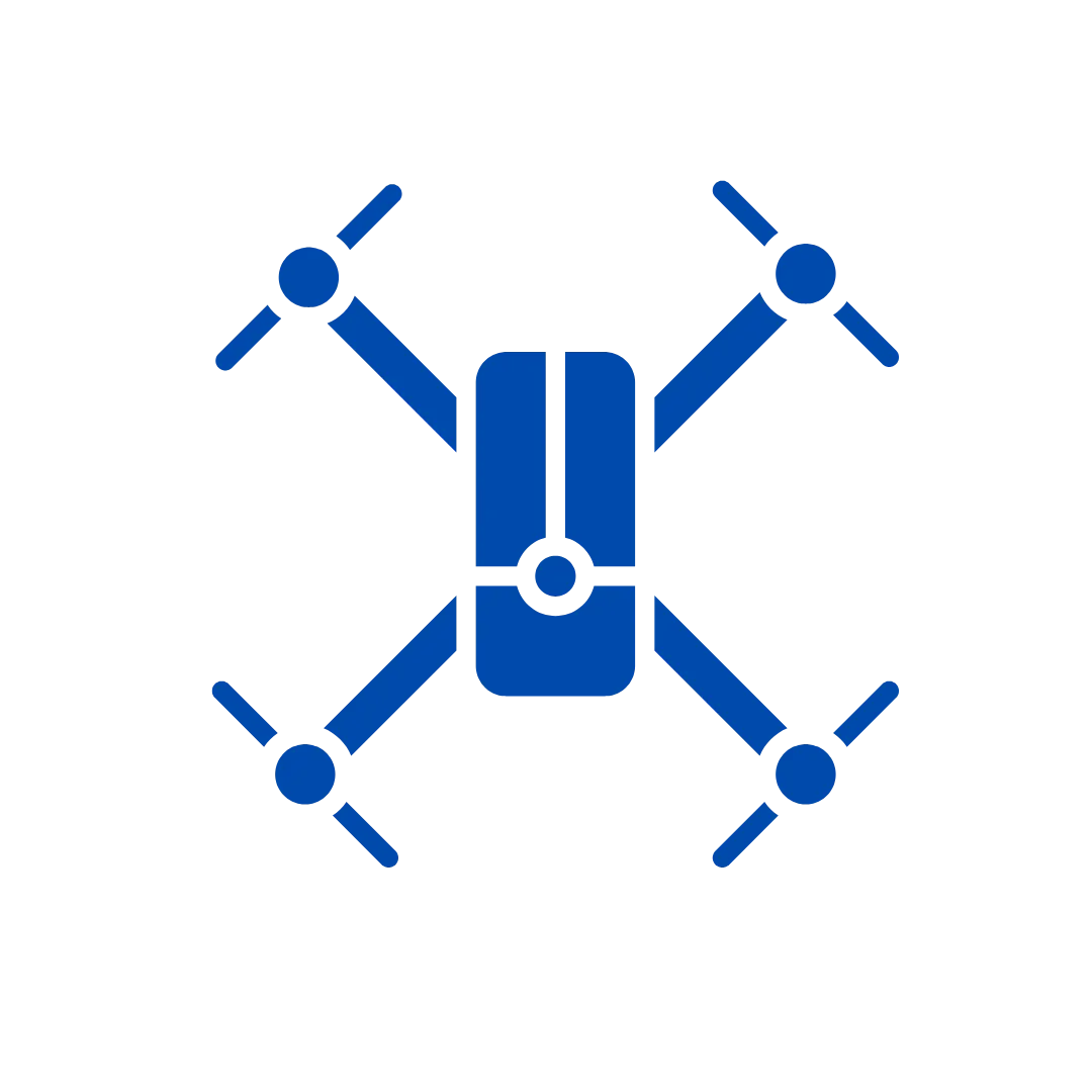 Rotary-wing drone icon representing quadcopter and hexacopter capabilities for detailed bridge and building inspections with hovering precision