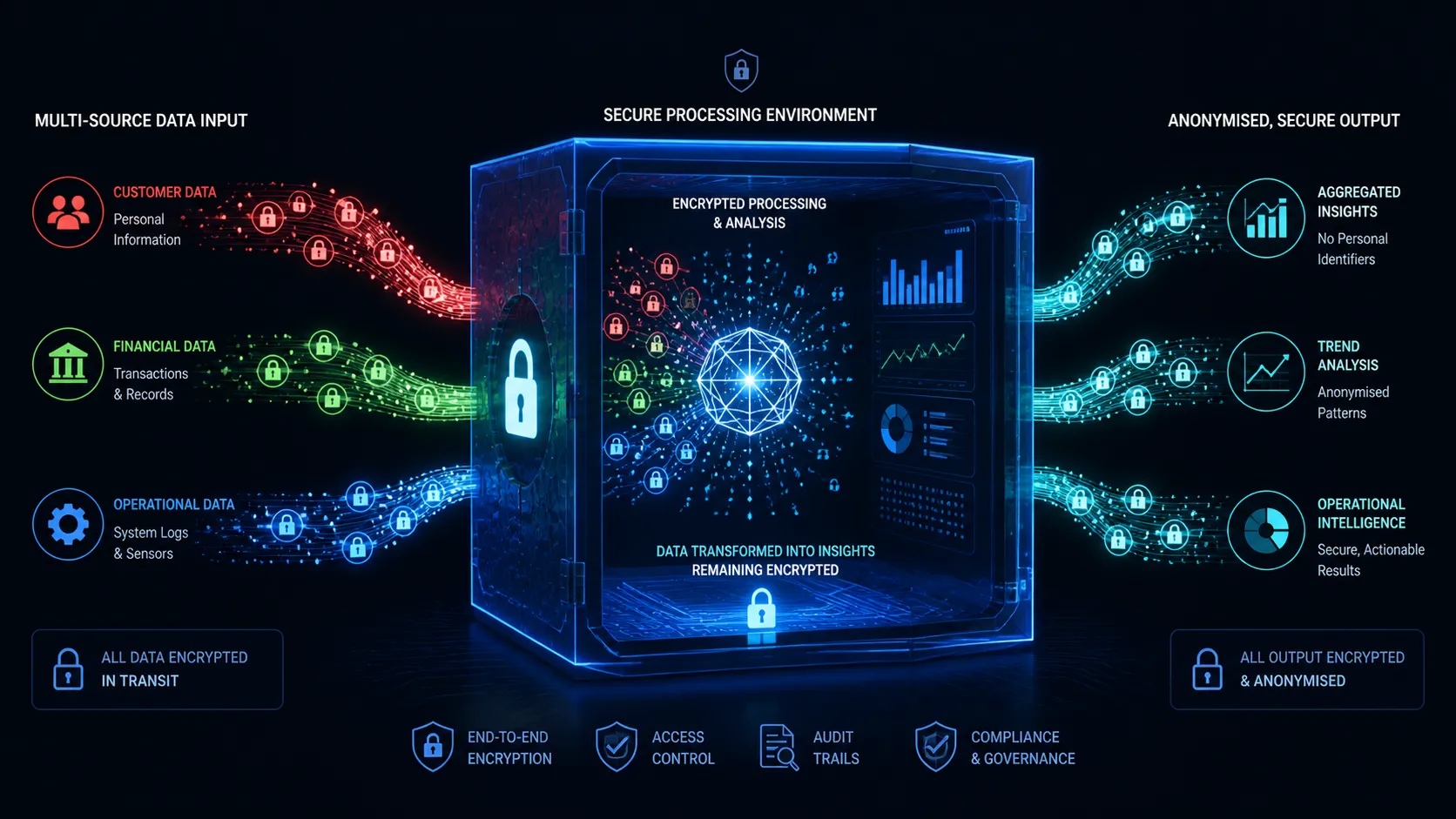Secure AI computation with encrypted data flowing through a protected processing environment