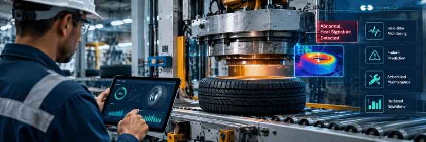 APM system monitoring tire manufacturing equipment to detect abnormal heat and predict failures before downtime.
