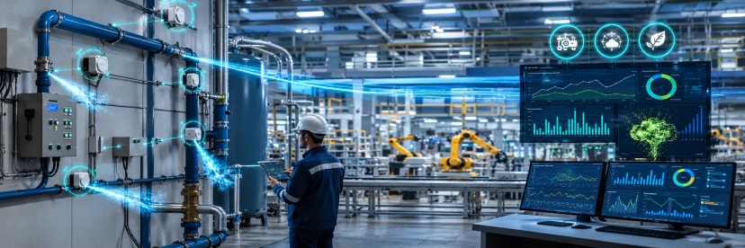 A smart factory uses Ombrulla's energy monitoring AI to detect that compressed air leaks are consuming 28% of system energy. AI pinpoints leak locations for rapid repair. Monthly energy baseline drops 15%, reducing operating costs and meeting CSRD emissions targets.
