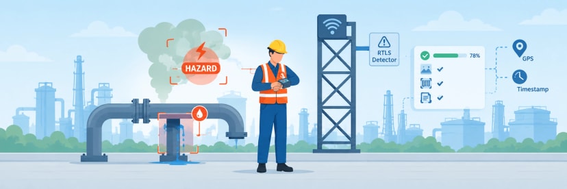 RTLS gas leak worker safety alert system