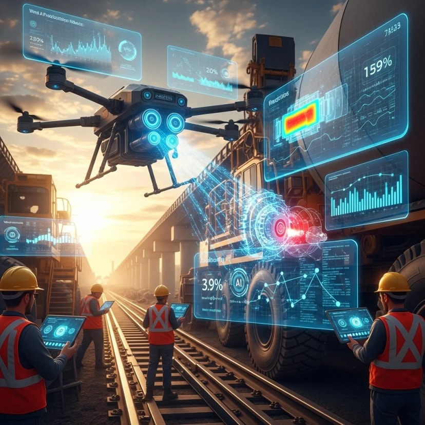 AI-driven predictive maintenance system forecasting wear and tear to prevent equipment breakdowns during infrastructure projects.