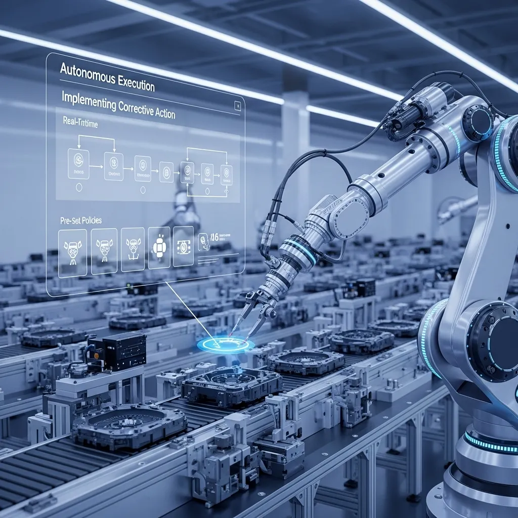 AI autonomously executes corrective actions and operational protocols based on pre-set policies, ensuring real-time response and continuous efficiency.