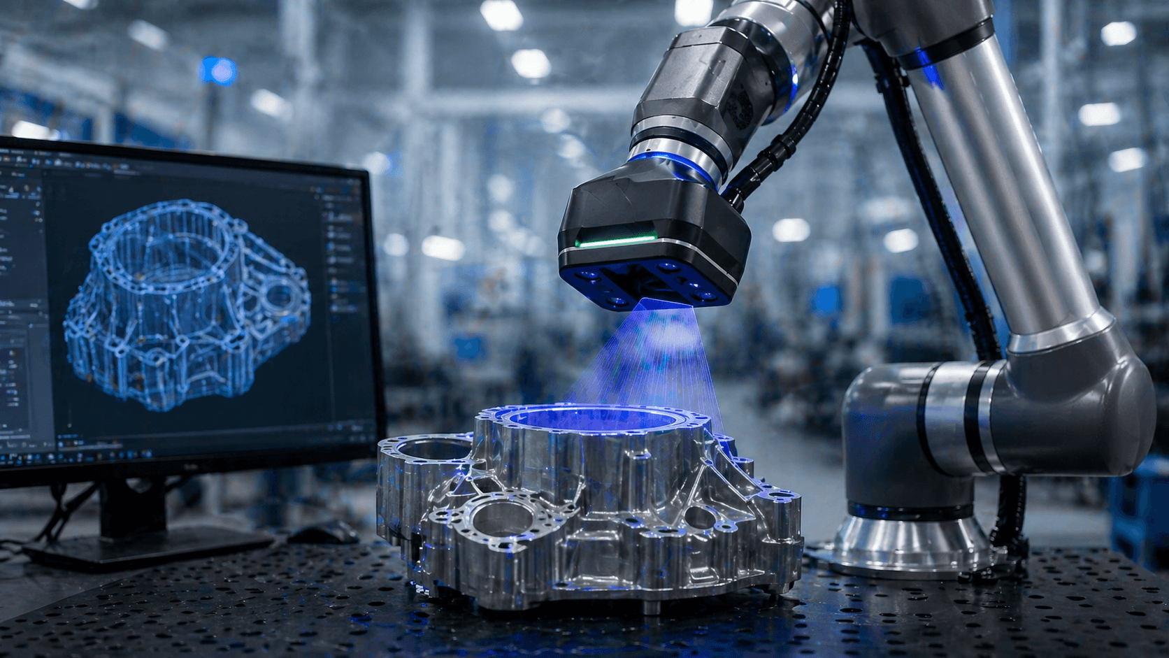 AI precision quality control identifying surface defects, dimensional inaccuracies, and assembly misalignments on production lines.