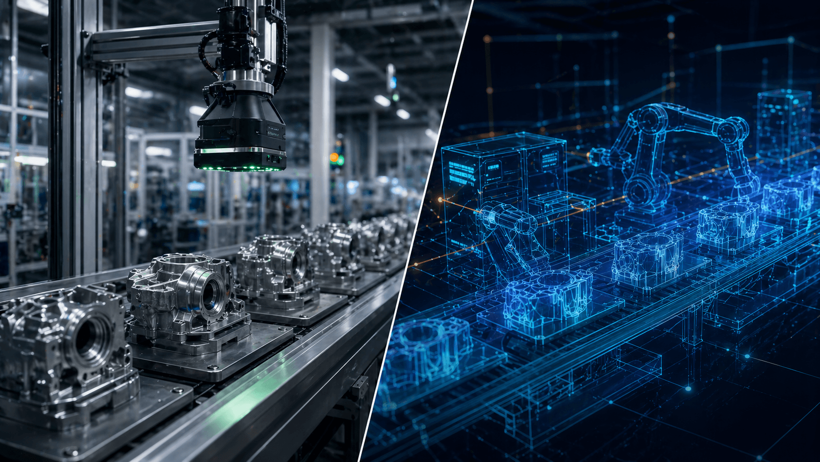 Digital twin simulation model of production line for validating quality and process changes before implementation.