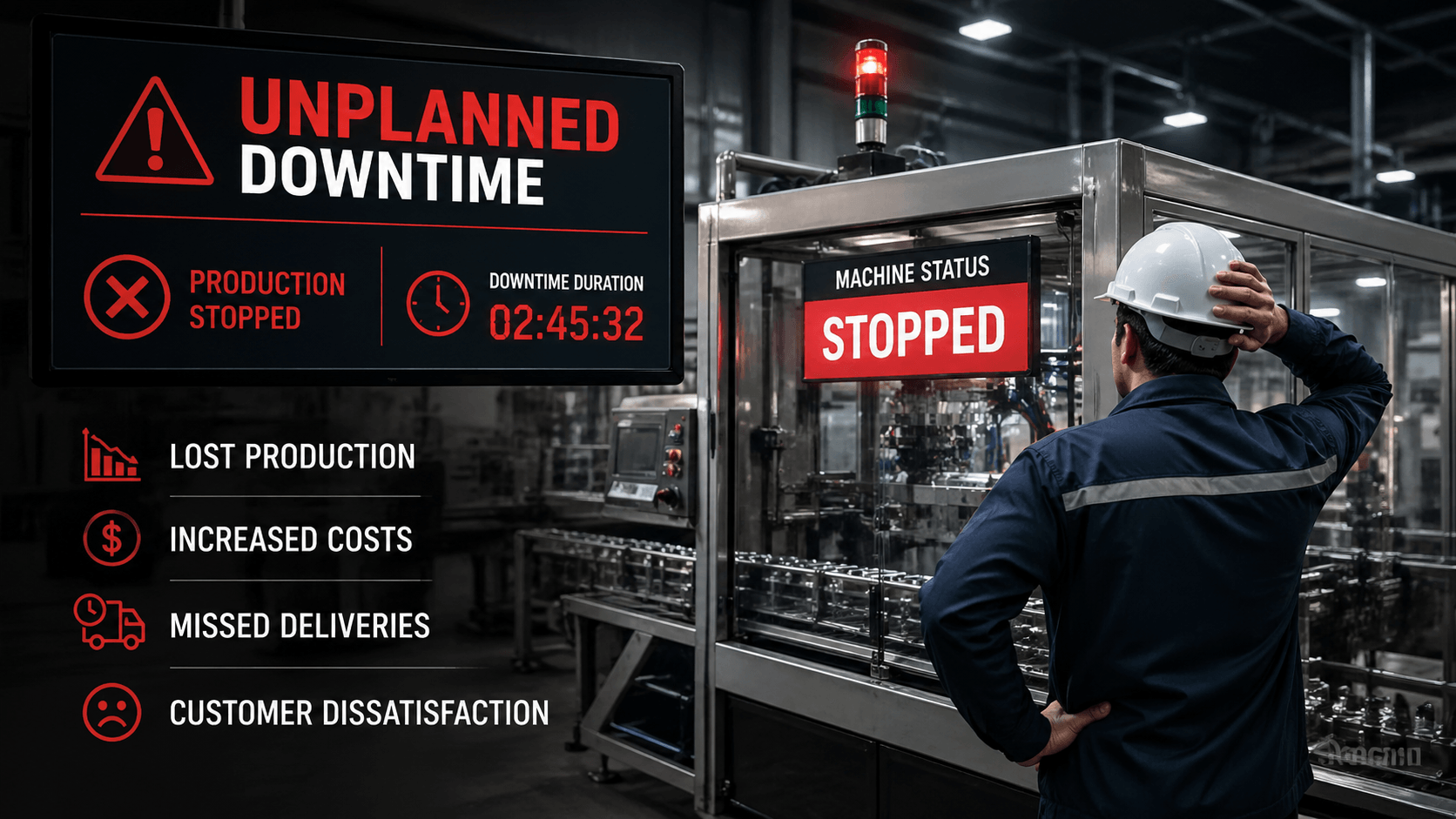AI-powered predictive maintenance detecting equipment failure before it causes unplanned downtime on the factory floor
