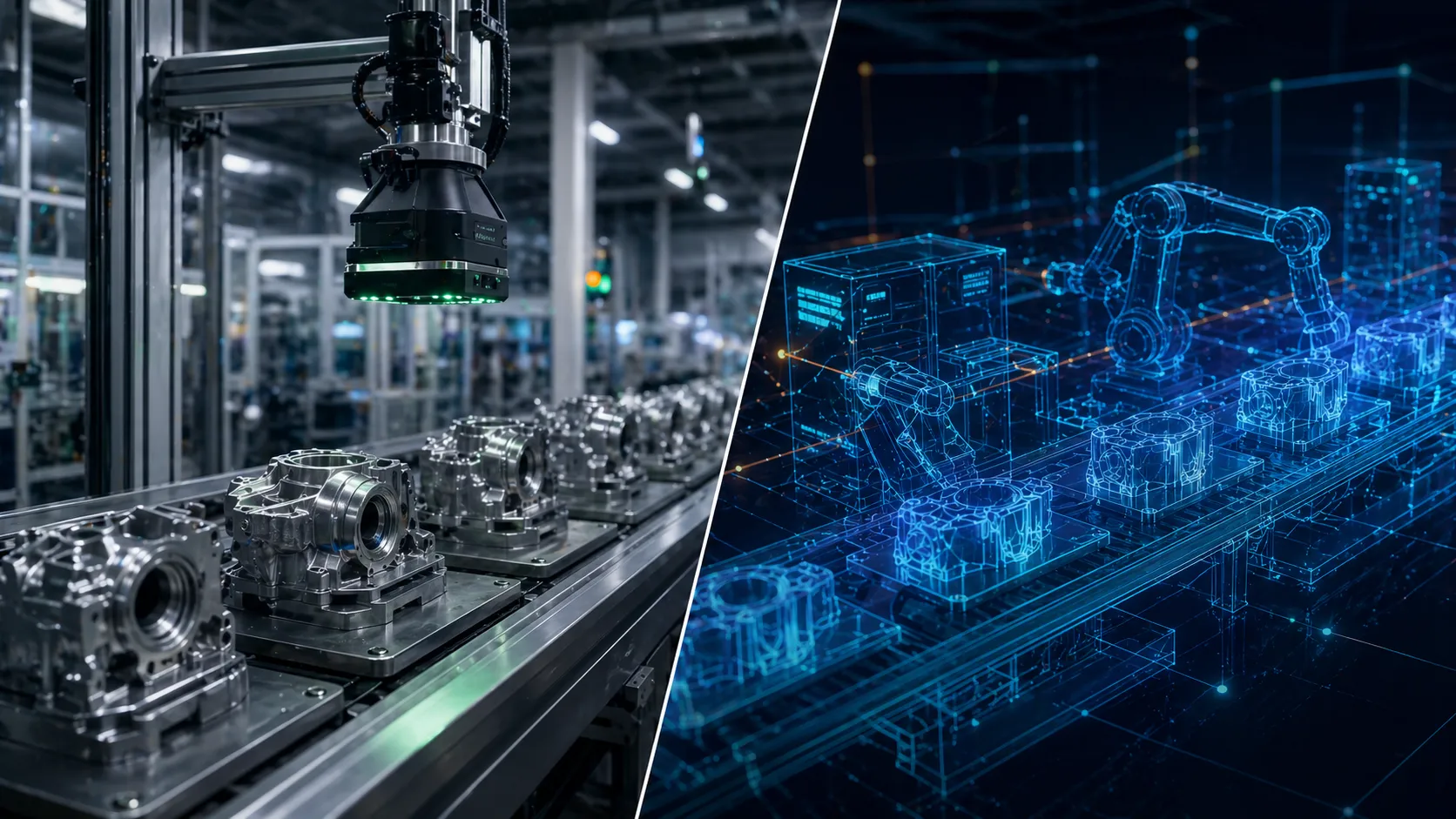 Digital twin simulation model of production line for validating quality and process changes before implementation.
