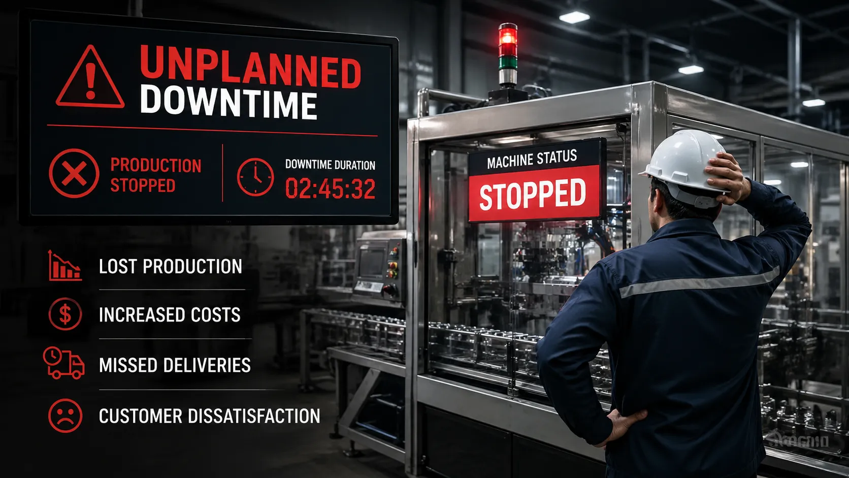 AI-powered predictive maintenance detecting equipment failure before it causes unplanned downtime on the factory floor