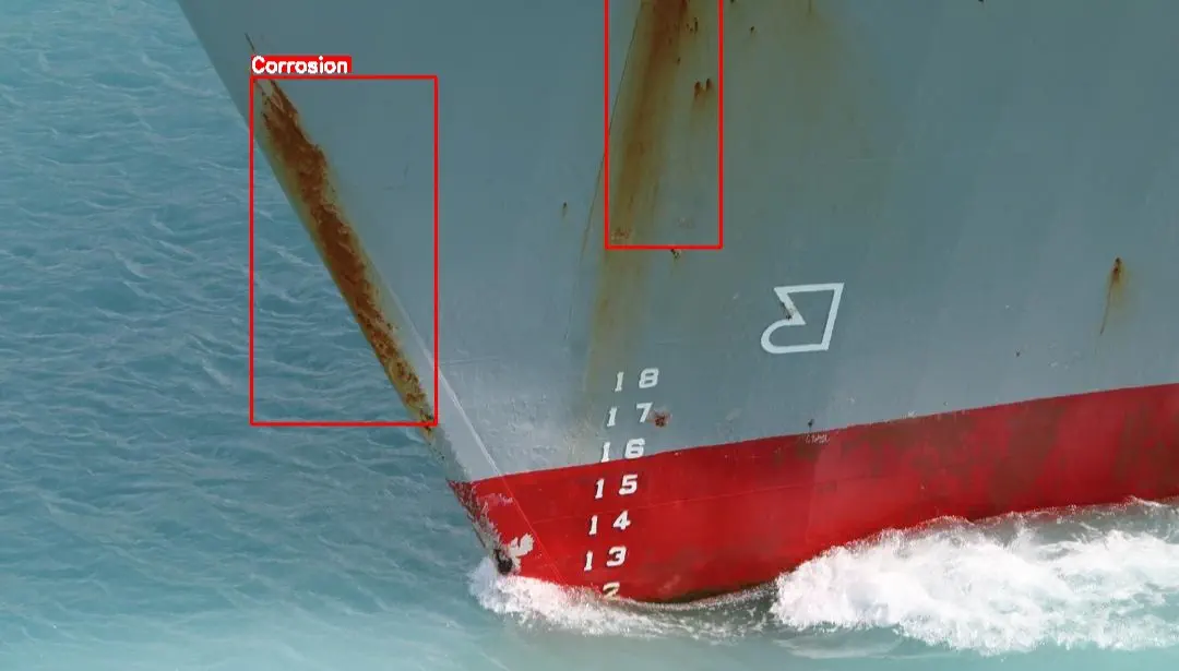 AI inspection in maritime industry to spot hull corrosion, cracks, and ensure safety of cargo holds and port infrastructure.
