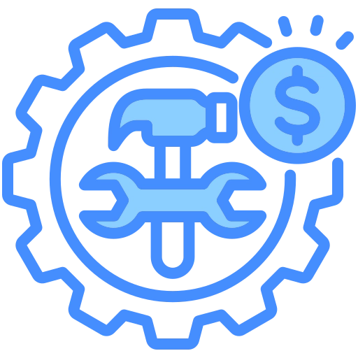 Icon showing optimized maintenance spend through condition-based tasks and cost savings.