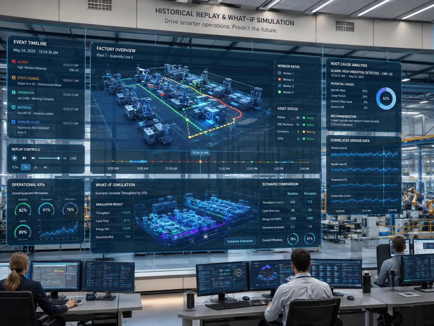 Historical Replay, Root-Cause & What-If Simulation