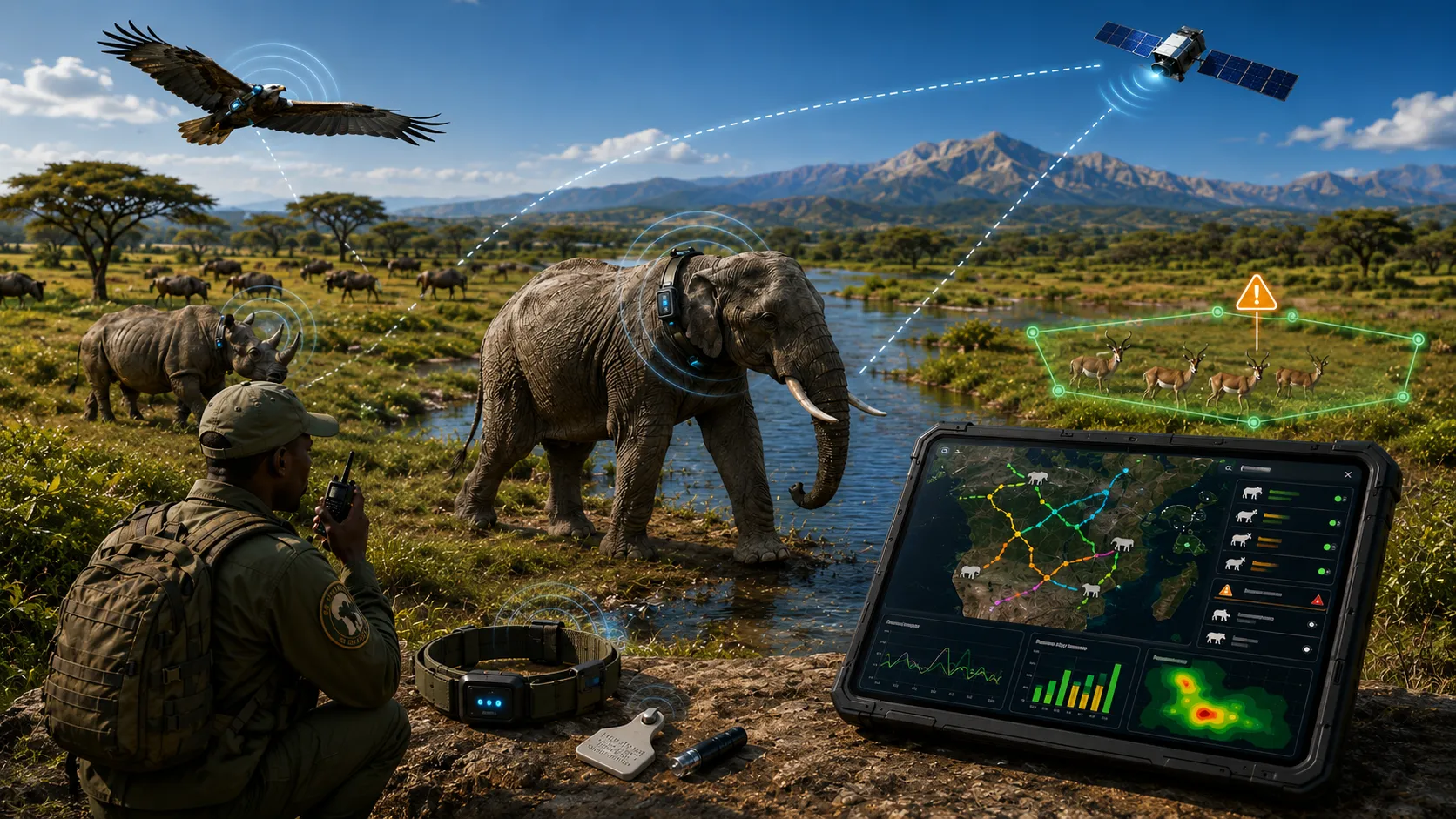 Wildlife tracking using GPS satellite collars for conservation