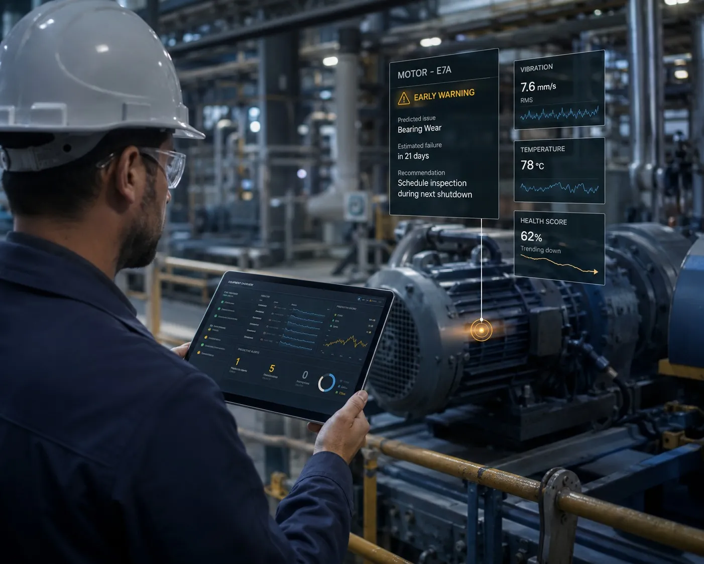Tritva AI Visual Inspection Platform dashboard displaying inspection results, defect analytics, inspection rate chart, and recent inspection records for improved efficiency and accuracy.