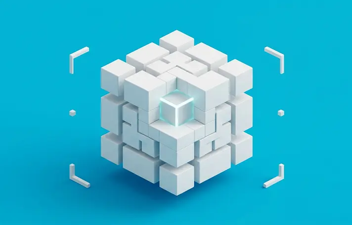 Agility with Excellence - Abstract modular cube core symbolizing a unified and flexible AI platform.