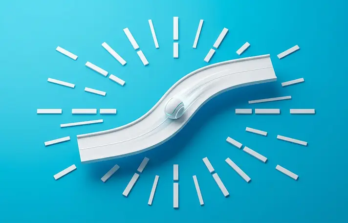 Learning Without Limits - Abstract sphere on a track representing mapping progress and operational consistency.