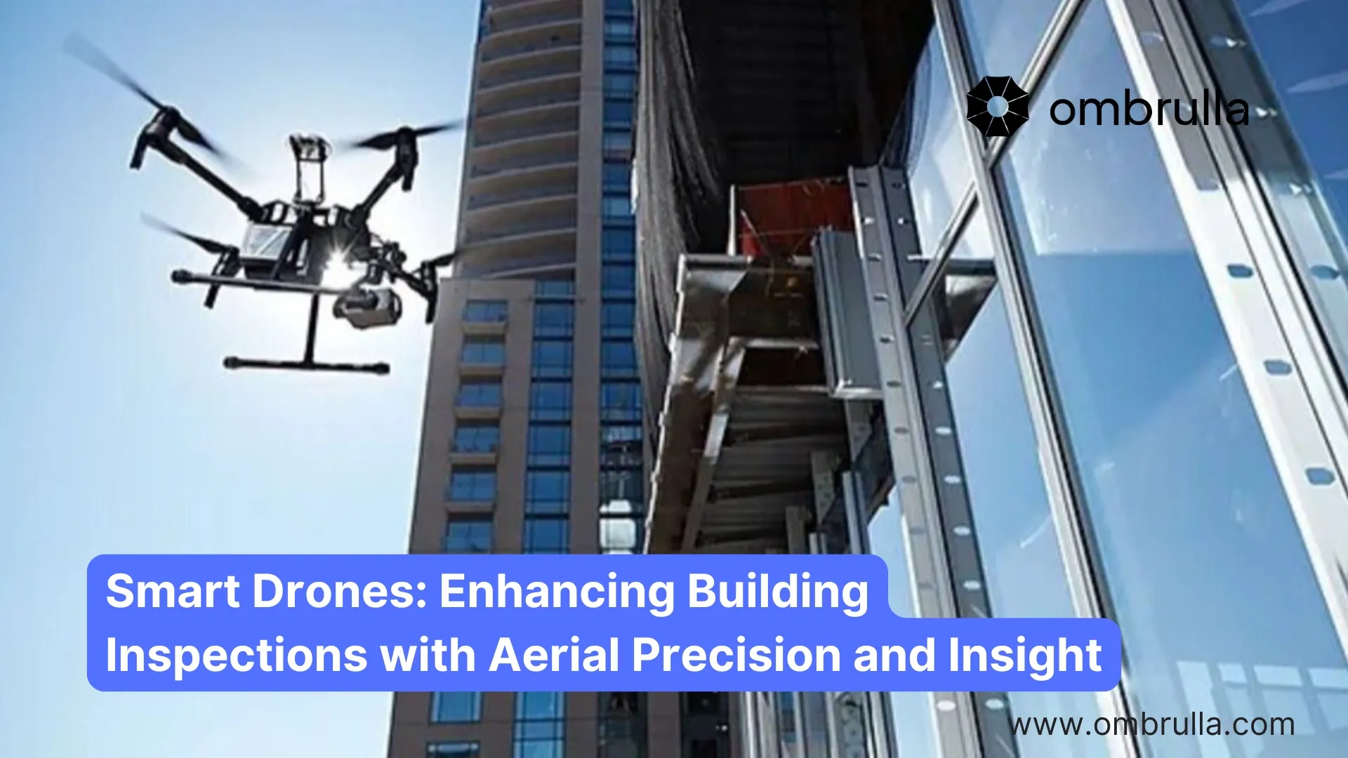 AI-enabled drone performing building facade and roof inspection capturing high-resolution imagery for maintenance assessment and structural analysis