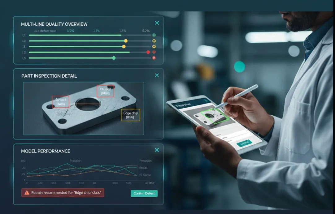 AI visual inspection performance monitoring KPI scorecard and metrics tracking